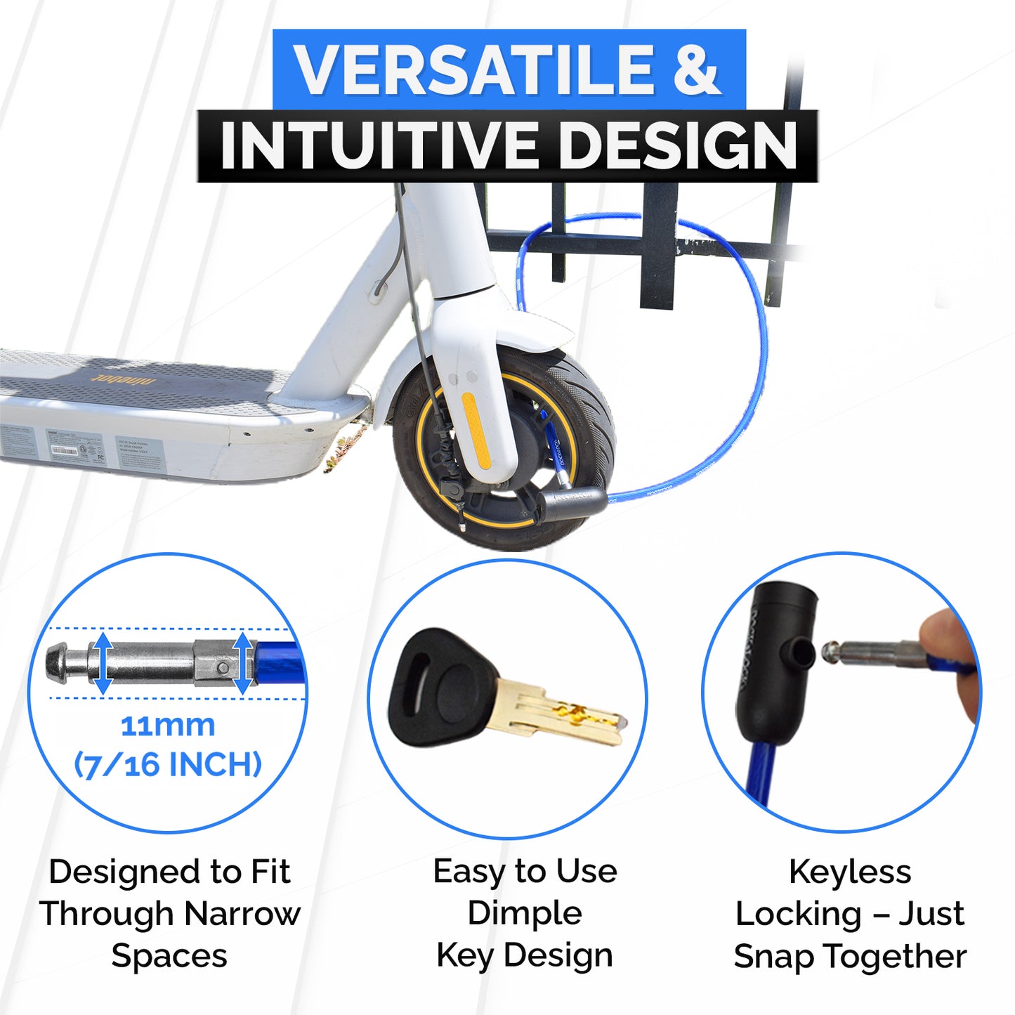 DocksLocks® Anti-Theft Straight Security Cable with Key Lock (5', 10', 15', 20' or 25')