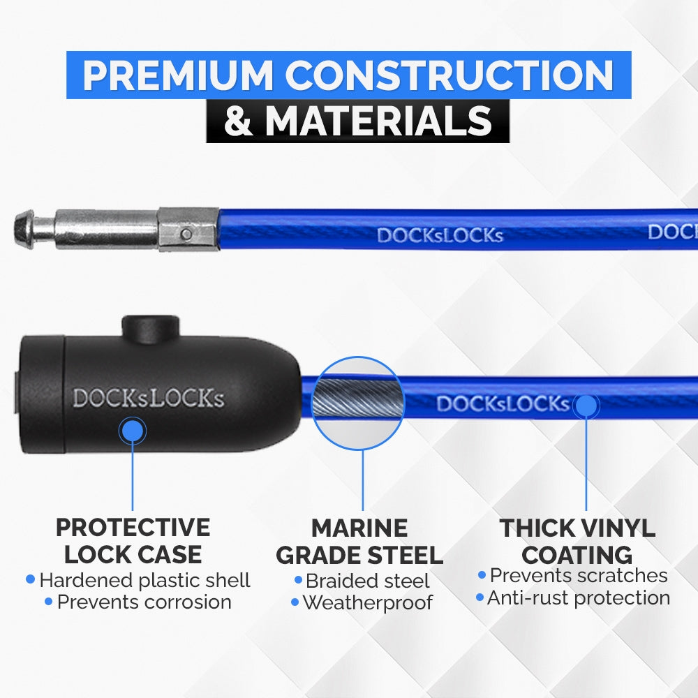 DocksLocks® Anti-Theft Straight Security Cable with Key Lock (5', 10', 15', 20' or 25')