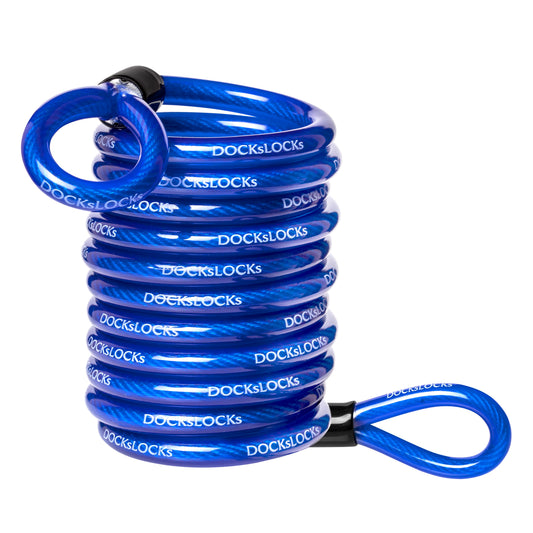 DocksLocks® Anti-Theft Weatherproof Coiled Security Cable with Looped Ends (5', 10', 15', 20' or 25')