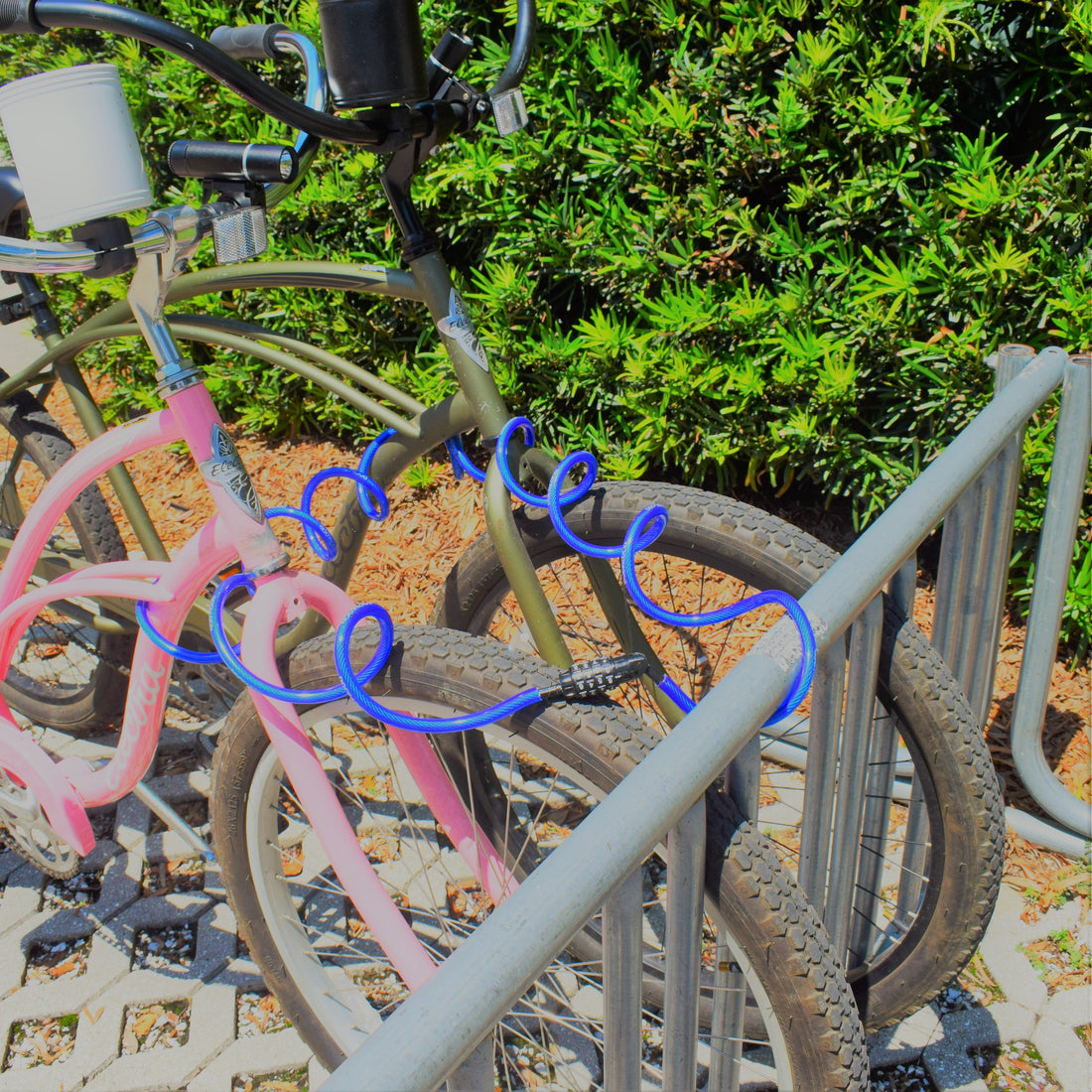 DocksLocks coiled cable lock securing a bike