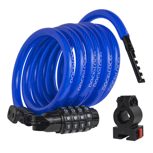 DocksLocks weatherproof coiled bike and scooter cable lock with mounting bracket