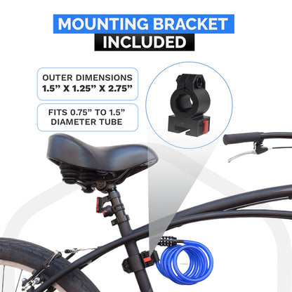 DocksLocks® Bike and Scooter Coiled Security Cable Lock with Resettable Combination and Mounting Bracket (4' or 6')