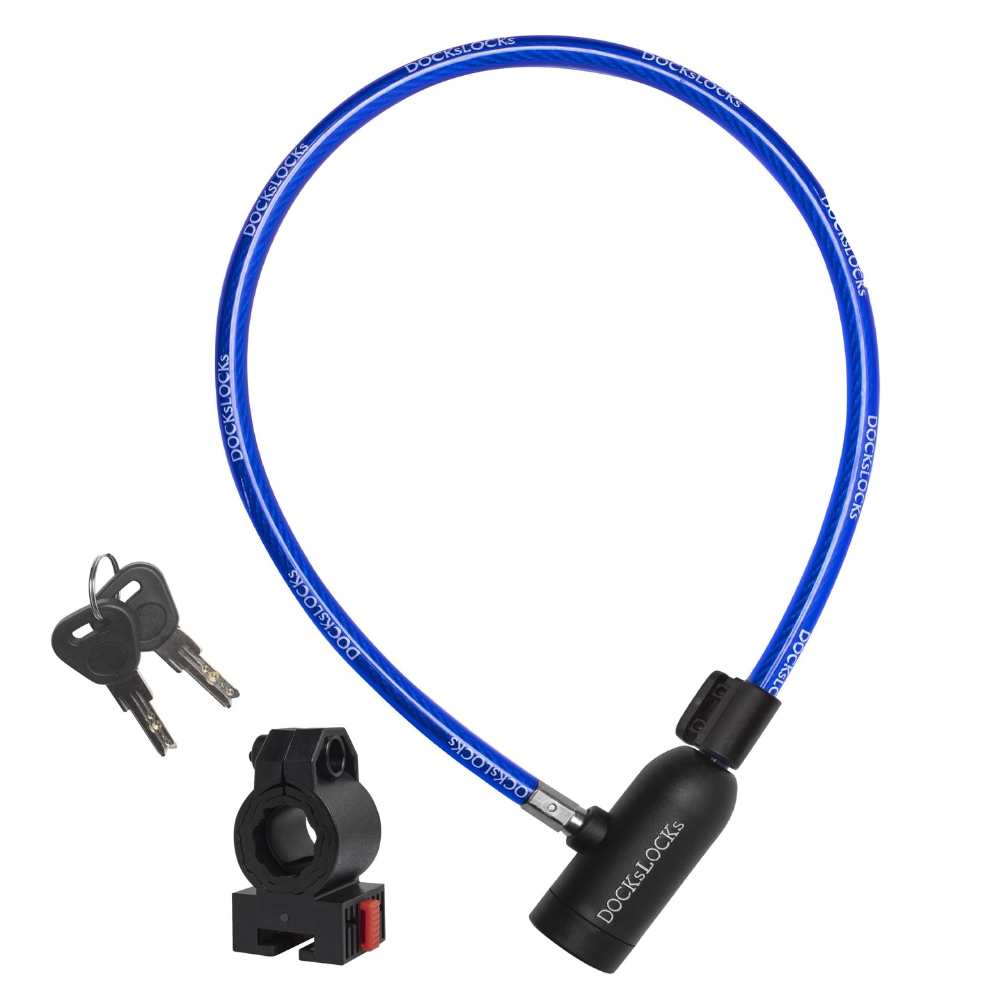 DocksLocks® Bike and Scooter Straight Security Cable Lock with Key Lock and Mounting Bracket (2' or 4')