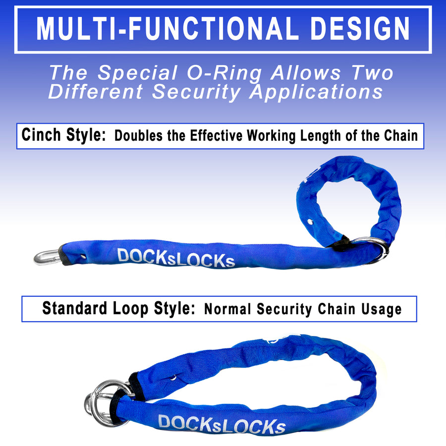 Cinch Rop Lock DocksLocks® Heavy Duty Cinch Style 8mm Security Chain - (3ft, 6ft or 1