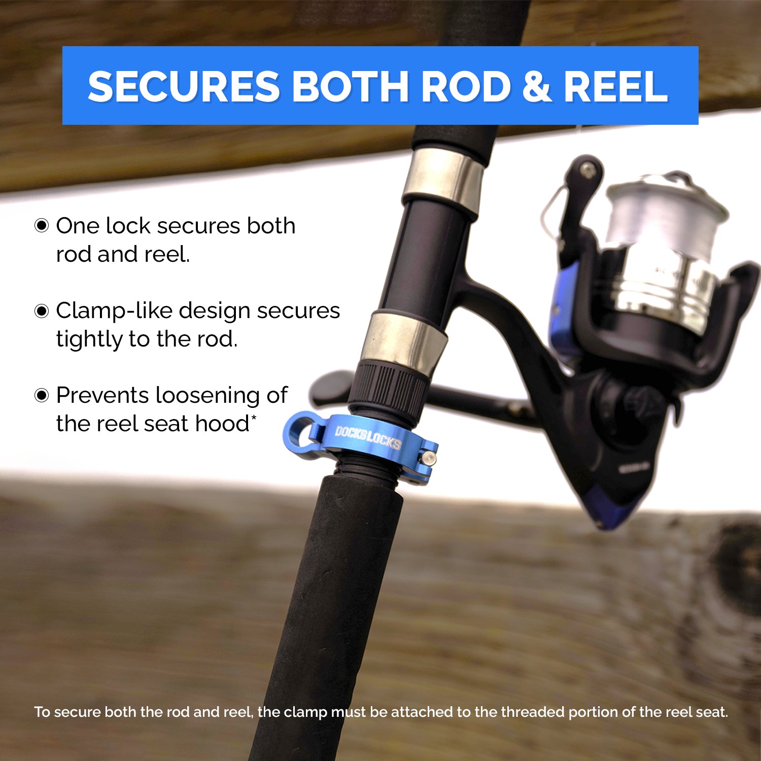 dockside fishing pole DocksLocks Rod & Reel Lock Large (23m to 28mm Rod diameter) DocksLocks Fishing Rod Fish Tales Lakeside Up