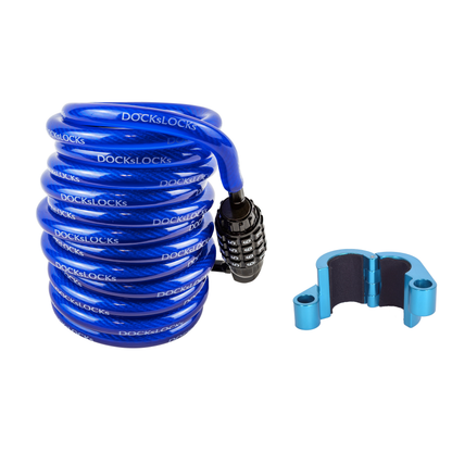 DocksLocks Kayak Lock & Paddle Lock Bundle - coiled security cable and paddle lock shown to scale