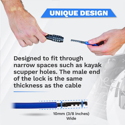 DocksLocks® Diebstahlsicheres, wetterfestes Spiral-Sicherheitskabel mit rückstellbarem Kombinationsschloss (5', 10', 15', 20' oder 25')