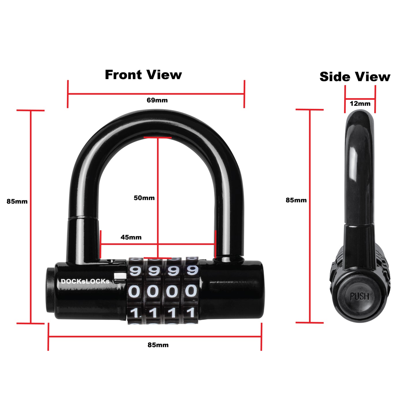 DocksLocks® Anti-Theft Weatherproof Coiled Security Cable with Looped Ends and Short Shackle U-Lock (5', 10', 15', 20' or 25')