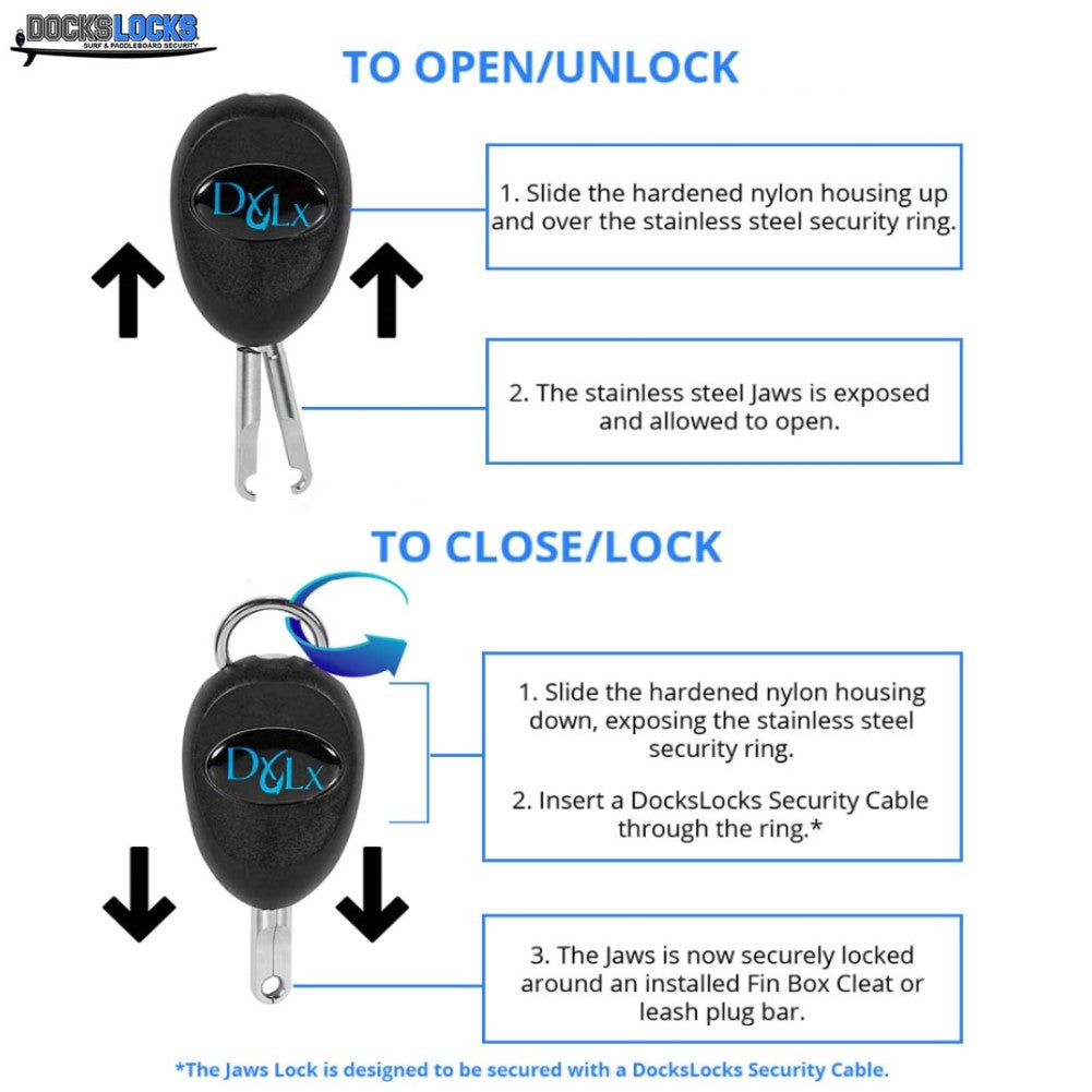 DocksLocks® Jaws SUP Paddleboard and Surfboard Anti-Theft Security Lock